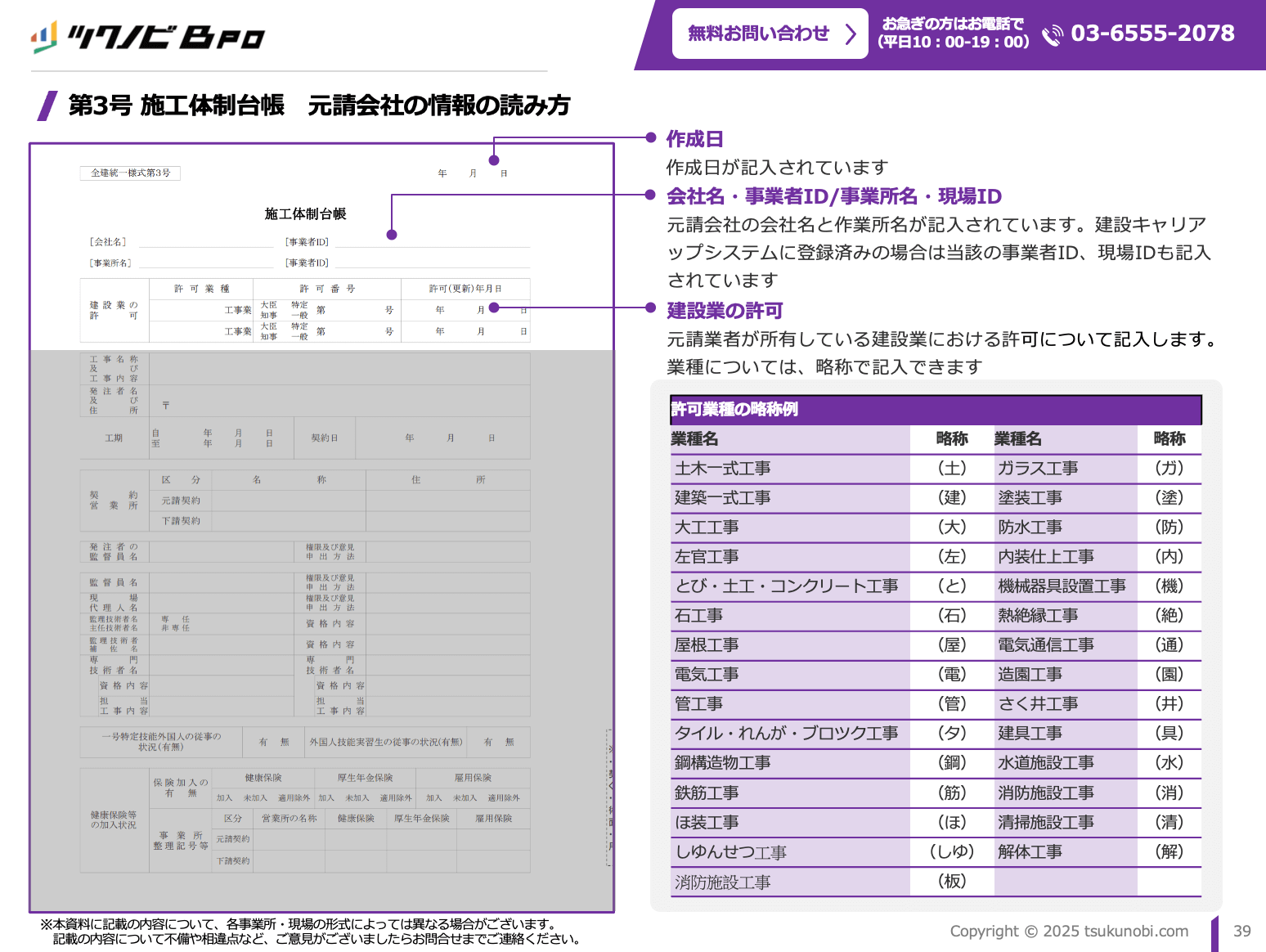 施工体制台帳 書き方
