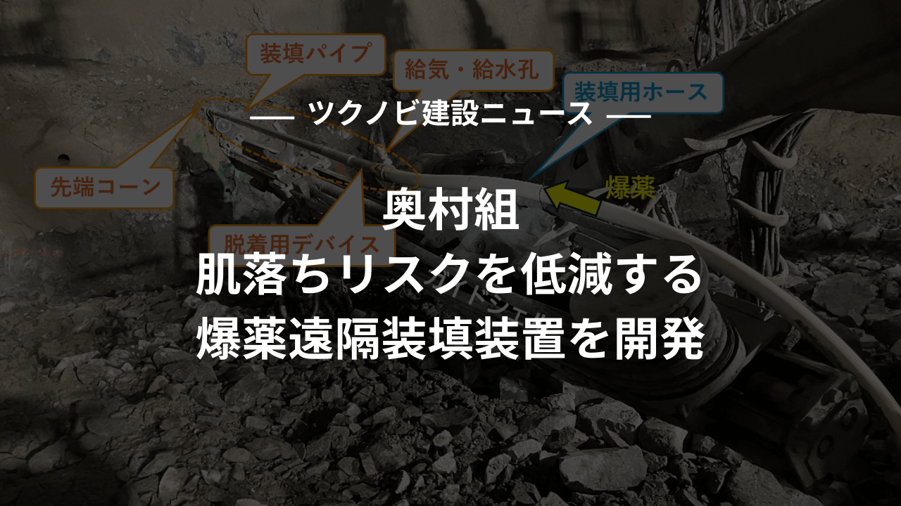 奥村組｜肌落ちリスクを低減する爆薬遠隔装填装置を開発