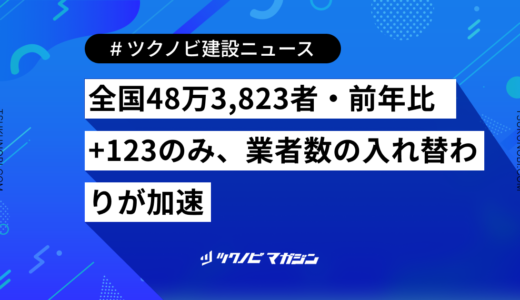 全国48万3,823者・前年比+123のみ、業者数の入れ替わりが加速