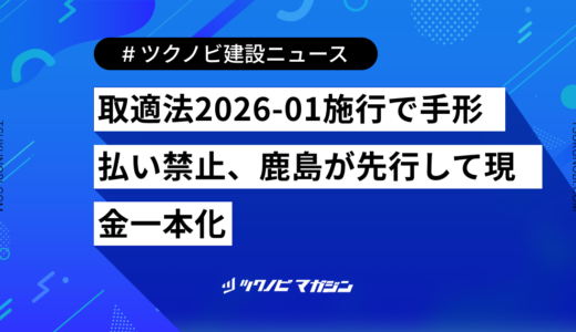 取適法2026-01施行で手形払い禁止、鹿島が先行して現金一本化